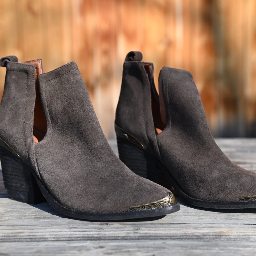 Jeffrey Campbell Gray Ankle Booties with Side Cutouts